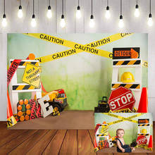 Mehofond 1st Birthday Party Photography Background Construction  Caution Stop Boy Child Portrait Backdrop Photo Studio Photozone 2024 - buy cheap