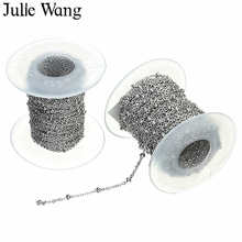 Julie Wang-cadena cruzada de acero inoxidable con anillo circular, 10 yardas/rollo, 1,5/2mm, accesorio para encontrar joyas 2024 - compra barato