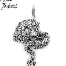 Pingente preto prateado dragão asiático, pingente de joia presente para mulheres homens colar chaveiro thomas 2024 - compre barato
