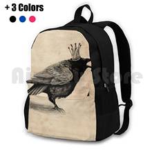 Crow In Crown-mochila de senderismo para exteriores, resistente al agua, para acampar, viaje, Crow Crown, lápiz blanco y negro 2024 - compra barato