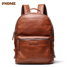 Рюкзак PNDME мужской, для ноутбука 15,6 '', винтажный, из мягкой воловьей кожи 2024 - купить недорого