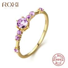 Женское Обручальное Кольцо ROXI, обручальное кольцо с круглым фиолетовым кольца с драгоценными камнями из стерлингового серебра 925 пробы 2024 - купить недорого