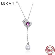 LEKANI Cute Bird 925 Sterling Silver Heart Austria Crystal Pendant Necklace Shell Pearl Double Pendant New Arrivals Jewelry 2024 - buy cheap