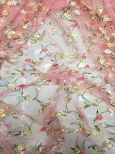 Falda de tul con bordado francés para mujer, tela de moda, color rosa, encaje africano, primavera y verano, novedad 2024 - compra barato