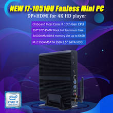 10-го поколения Новый безвентиляторный мини-ПК Intel i7 1010u 10510U Windows10, настольный ПК 2 * DDR4 M.2 NVMe + Msata + 2,5 'sata 4K HTPC неттоп HDMI DP 2024 - купить недорого