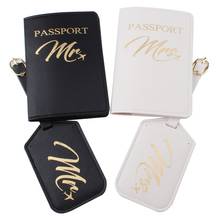 Fundas para pasaporte + juego de etiquetas de equipaje, accesorios de viaje colgantes, identificación de nombre, invitación de boda, soporte para pasaporte, Mr & Mrs, 2 uds. 2024 - compra barato