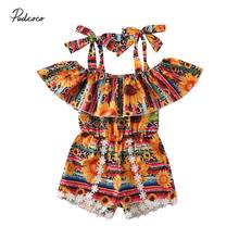 2020 Cute Summer Toddler Baby Kids Girl Floral Romper Summer Boho Ruffle Off Shoulder Sunflower Jumpsuit Outfits Holiday Clothes 2024 - buy cheap