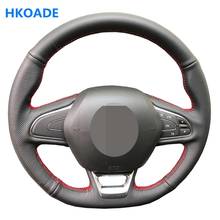 DIY Car Steering Wheel Cover for Renault Kadjar Koleos Megane Talisman Scenic Espace 2015-2018 Black Artificial Leather 2024 - buy cheap
