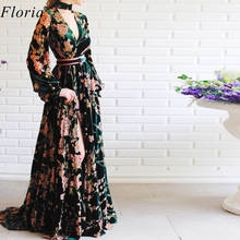 2020 Vintage Flowers Pattern Celebrity Dress Long Kaftan Couture Formal Opening Ceremony Dress Fashion Photograph Gowns Custom 2024 - buy cheap