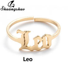 Shuangshuo-Anillos Retro de acero inoxidable con signo del zodiaco para mujer, sortija con letras de 12 Constelaciones, Leo Virgo Aries, joyería de moda 2024 - compra barato