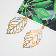 New Pendientes Mujer Hot Fashion Wholesale Jewelry Hollow Metal Leaves Dangling Long Statement Drop Earrings For Women Bijoux 2022 - buy cheap