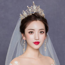 Gold Crown Tiara Wedding Hair Accessories Decoration Bridal Head Jewelry Bride Princess Crown Girls Christmas Tiara Girlfriend 2024 - buy cheap