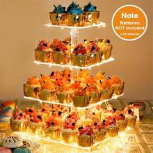 4-Tier Cake Plate Stand LED Light String Cupcake Holder Acrylic Cupcake Display Stand Holder Wedding Party Decoration Cake Tools 2024 - buy cheap
