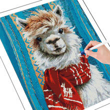 Pintura de diamantes de dibujos animados de Camel y Alpaca, mosaico bordado de animales, decoración del hogar, regalo de Navidad, 5D 2024 - compra barato