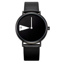 Reloj de pulsera creativo para Mujer, cronógrafo giratorio de correa de cuero, color blanco y negro, a la moda 2024 - compra barato
