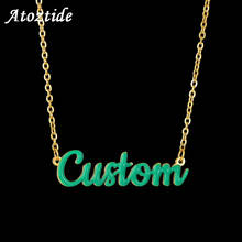 Atoztide Customized  Stainless Steel Name Necklace Dripping Oil Personalized Letter Gold Color Necklace Pendant Nameplate Gift 2024 - buy cheap