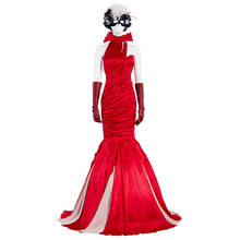 Disfraz de Cruella Sexy para Halloween, vestido rojo de moda, disfraz de Reina, boda, fiesta de noche, baile, vestido de sirena de lujo, máscara de peluca 2024 - compra barato