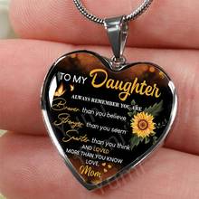 To My Daughter Exquisite Heart Pendant Necklace To Daughter From Mom Sunflower Necklace Heart Necklace Birthday Christmas Gift 2024 - buy cheap