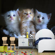 Papel de pared infantil personalizado, cesta de mimbre para gatos y gatitos, sala de estar murales para, dormitorio, sofá, Fondo de papel decorativo 2024 - compra barato