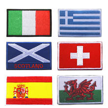 Bandeira nacional europeia bordado remendos emblema militar do exército gancho e laço tático itália espanha escócia país de gales grécia 2024 - compre barato