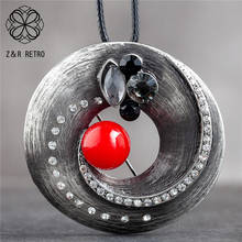 Round Pendants Long Necklace for Women Vintage Jewelry Red Beads 2022 Suspension Goth Chains Choker Wholesale Jewellery Hotsale 2024 - buy cheap