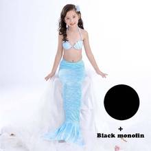 4PCS/Set Kids Girls Mermaid Tails with Monofin Fin Swimsuit Bikini Bathing Suit Dress for Girls With Flipper Monofin For Swim 2024 - buy cheap