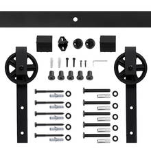 Antique Black Steel Sliding Barn Wood Door Hardware Kit Closet Set Roller for Interior Sliding Door(not include track) 2024 - купить недорого