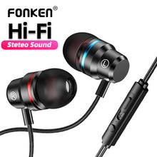 In Ear Stereo Earphone 3.5mm AUX Wired Control Earbuds With Mic In-ear Metal Bass Smartphone Earphone Sport Volume Music Headset 2024 - buy cheap