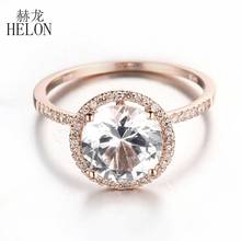 Helon anel de noivado feminino, redondo com 4ct de ouro rosa branco natural, anel de noivado com pedras preciosas para casamento, tendência 2024 - compre barato