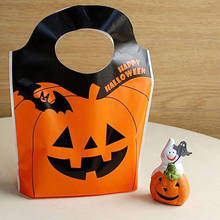100pcs/pack Halloween Pumpkin Bags Shopping Bag Supermarket Plastic With Handle Biscuits Candy Packaging Convenient For Food 2024 - купить недорого