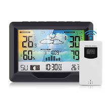 Estação meteorológica digital display lcd sem fio sensor ao ar livre com despertador/temperatura/umidade/previsão/fase da lua/barométrica 2024 - compre barato