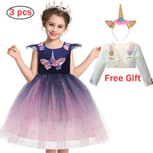 New Baby Girls Unicorn Rainbow Dress Summer Lcuky Girl Birthday Party Princess Dress Halloween Cosplay Perform Children Costume 2024 - buy cheap