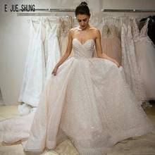 E JUE SHUNG Shiny Sequined Wedding Dresses Strapless Sweetheart Neck Backless A Line Wedding Gowns robe de mariee Bridal Gowns 2024 - buy cheap