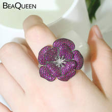 BeaQueen-anillo abierto Ajustable para mujer, Circonia cúbica, zirconia, circonita, Micro pavimentada, color rojo púrpura, color fucsia, R110 2024 - compra barato