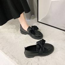 Spring Autumn Women Leather Platform Shoes Black Loafers Bow Slip on Flat Shoes Woman Casual Sewing Oxford zapatos mujer 8873G 2024 - buy cheap