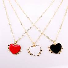 6PCS, Fashion Link Chain Necklace Women Jewelry Metal Enamel Heart Charm Pendant Necklaces 2024 - buy cheap