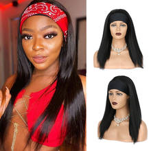 Afro Yaki Kinkly Long Straight Headband Wigs For Black Women Synthetic Natural Fake Hair Heat Resistant Womans Wig Black Brown 2024 - buy cheap