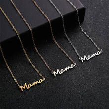 Colar feminino com pingente em letras mamãe, colar em ouro rosa com suporte minimalista, acessório coreano para presente de dia das mães 2024 - compre barato