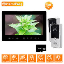 Видеодомофон HomeFong, для дома, входной двери, 2 Дверных звонка с камерой, 1000TVL, панель вызова, запись, разблокировка, 2 замка 2024 - купить недорого