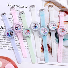 9 Style Disney Frozen Princess Pattern Children Watch Toys Fashion Crystal Cartoon Leather Quartz Wristwatch for Girls Kids Toy 2024 - buy cheap