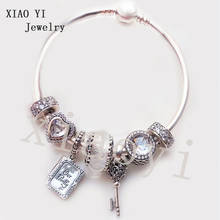 XIAOYI 2020 New 100% S925  Heart book key glass zircon beads charming personality high quality bracelet DIY jewelry  female 2024 - buy cheap