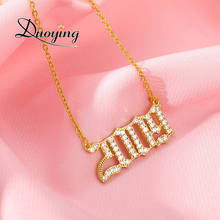 DUOYING New 1985 TO 2020 Number Zircon Pendant Old English Font Necklace Birth Year Necklaces for Women Personalized Necklace 2024 - buy cheap