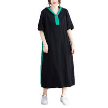 NYFS-Vestido largo de algodón con capucha para mujer, ropa holgada de talla grande, con cremallera, color negro, para verano, 2021 2024 - compra barato