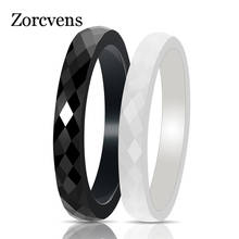 Anel de cerâmica modyle, anel feminino de cerâmica, preto e branco, com superfície de corte, joias da moda, para mulheres 2024 - compre barato