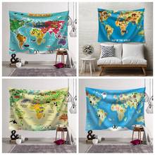 Cartoon World Map Wall Hanging Tapestry Beach Towel Polyester Blanket Carpet 200X150cm Wall Tapestry for Bedroom World Map Decor 2024 - buy cheap