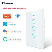 Tuya Wifi Smart Light Switch US 1/2/3 Gang Touch Panel Wall Switch 110-240V Neutral Required Compatible with Alexa Google Home 2024 - buy cheap