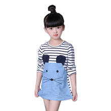 Long Sleeve Children Clothing 2 3 4 5 6 7 Year Cute Mouse Kids Dress for Girls Casual Patchwork Girls Clothes for School Party 2024 - buy cheap