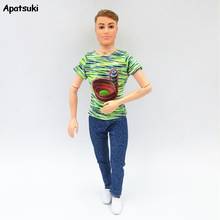 1/6 Boy Doll Clothes For Ken Doll Outfits Building T-shirt & Denim Jeans Pants Trousers For Barbie Ken Male Boy Doll Casual 2024 - buy cheap