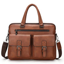 Men Leather Handbags Casual Laptop Bags Zipper Men Business Travel Messenger Bags Men's Crossbody Shoulder Bag 2024 - buy cheap