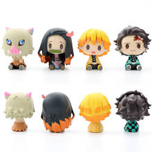 Figuras de acción de Kimetsu no Yaiba, juguetes de PVC de Anime japonés de 4 tipos, Demon Slayer, Nezuko, Zenitsu, Tanjirou, Giyuu, Inosuke, regalo 2024 - compra barato
